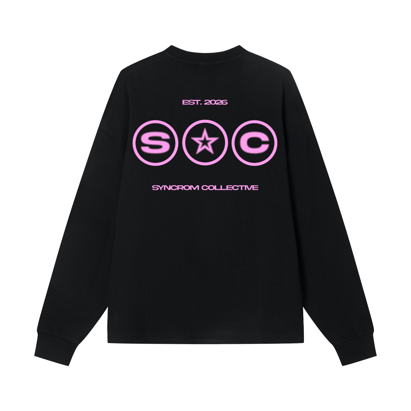 Waffle Boxy Long Sleeve Black