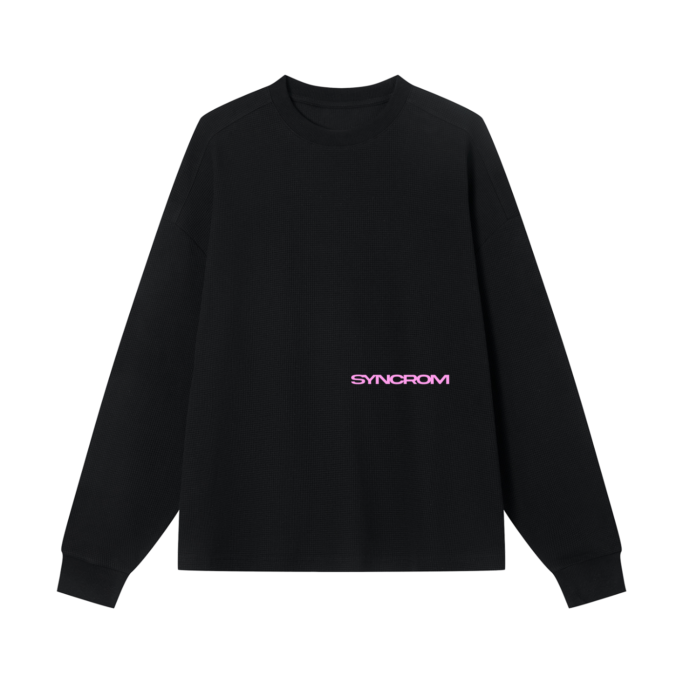 Waffle Boxy Long Sleeve Black