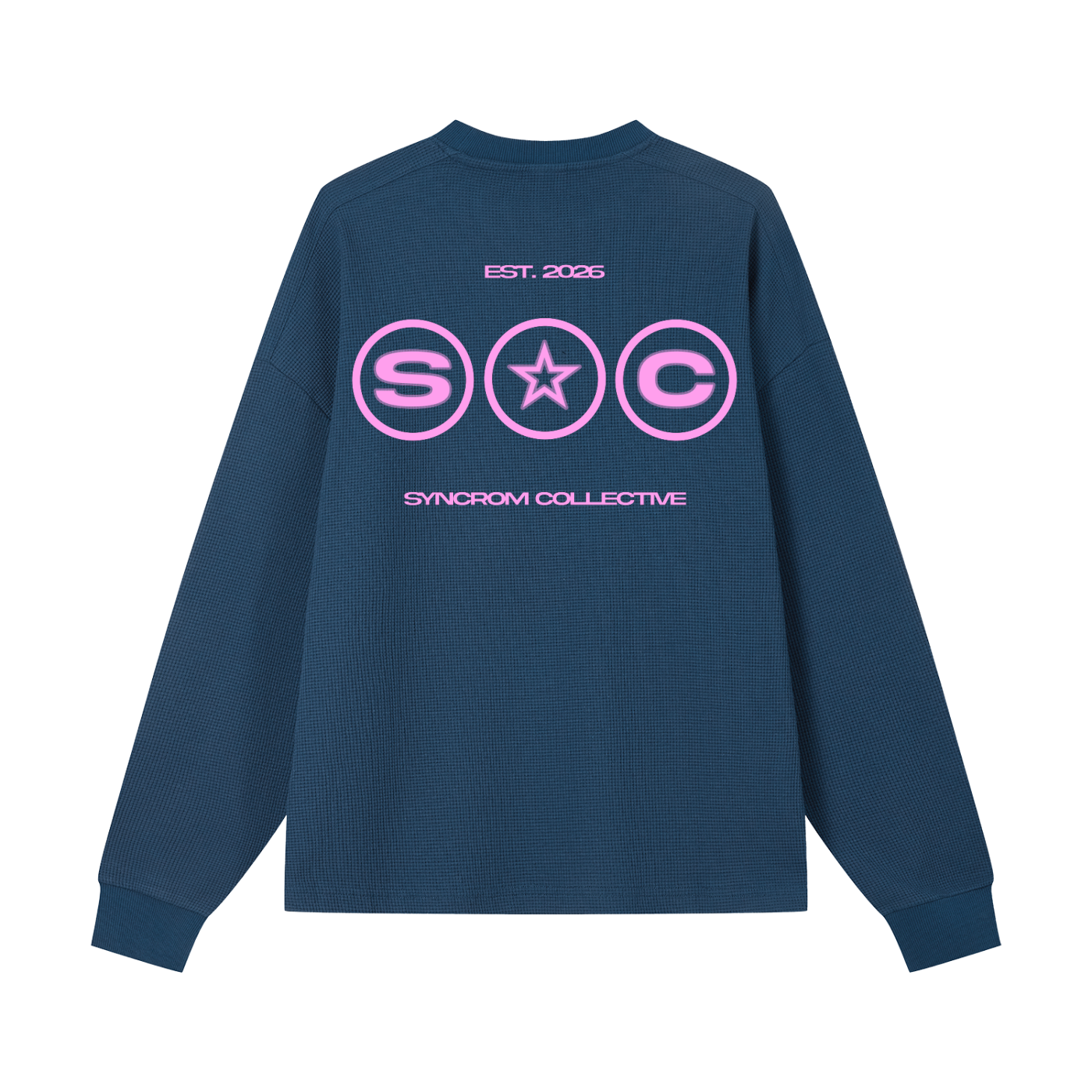Waffle Boxy Long Sleeve Blue