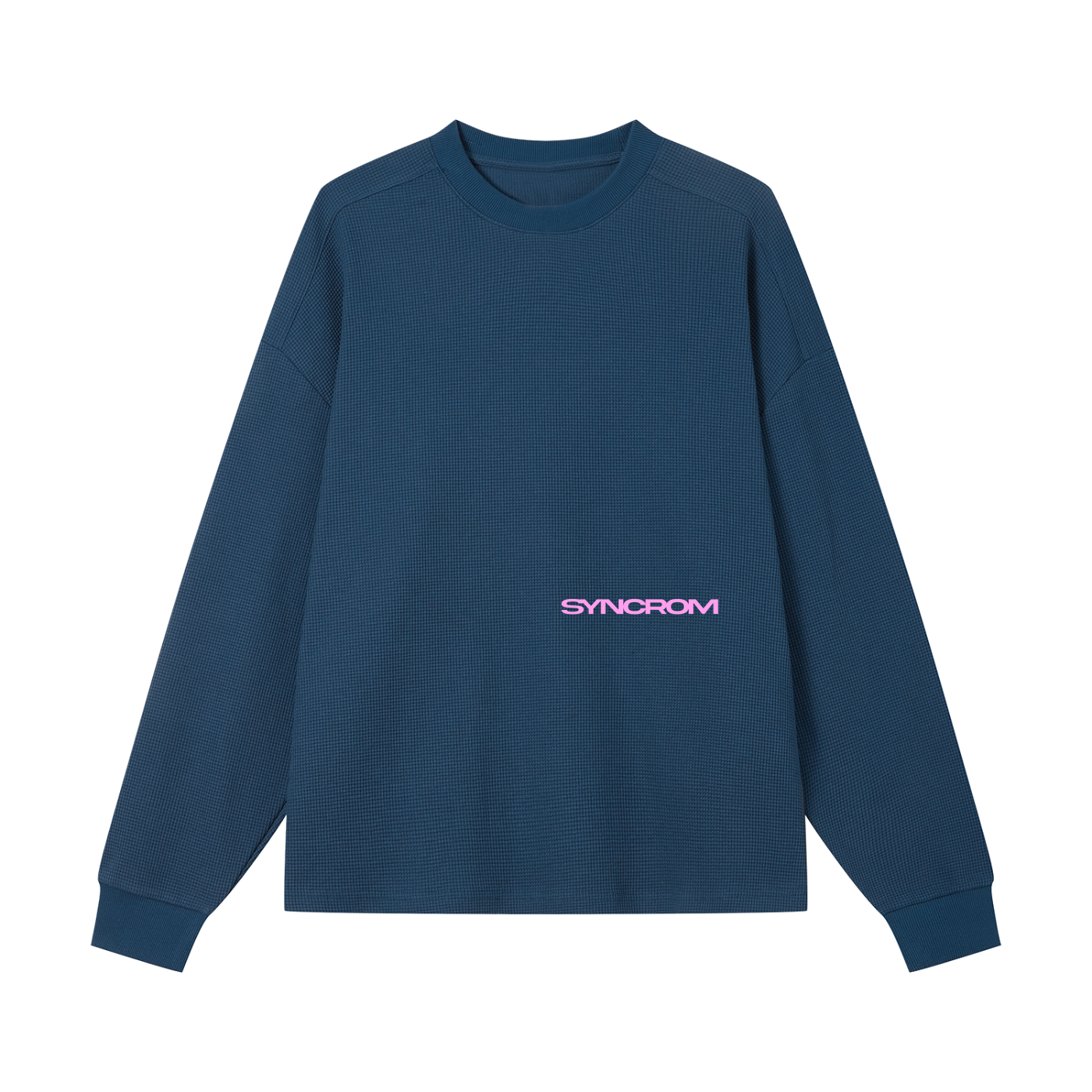 Waffle Boxy Long Sleeve Blue